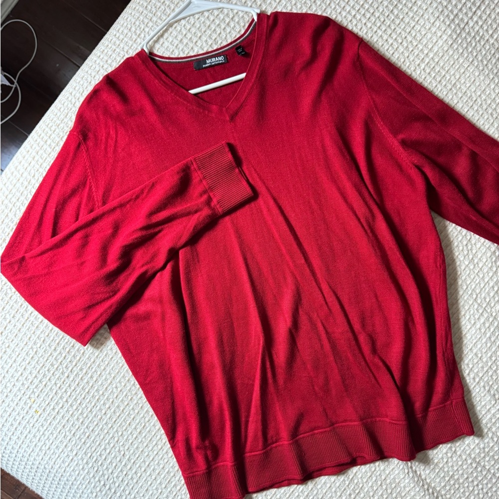 Men's Red V-Neck Sweater